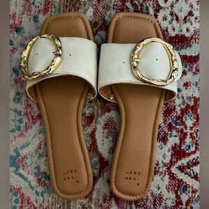 A New Day white sandals with gold detail